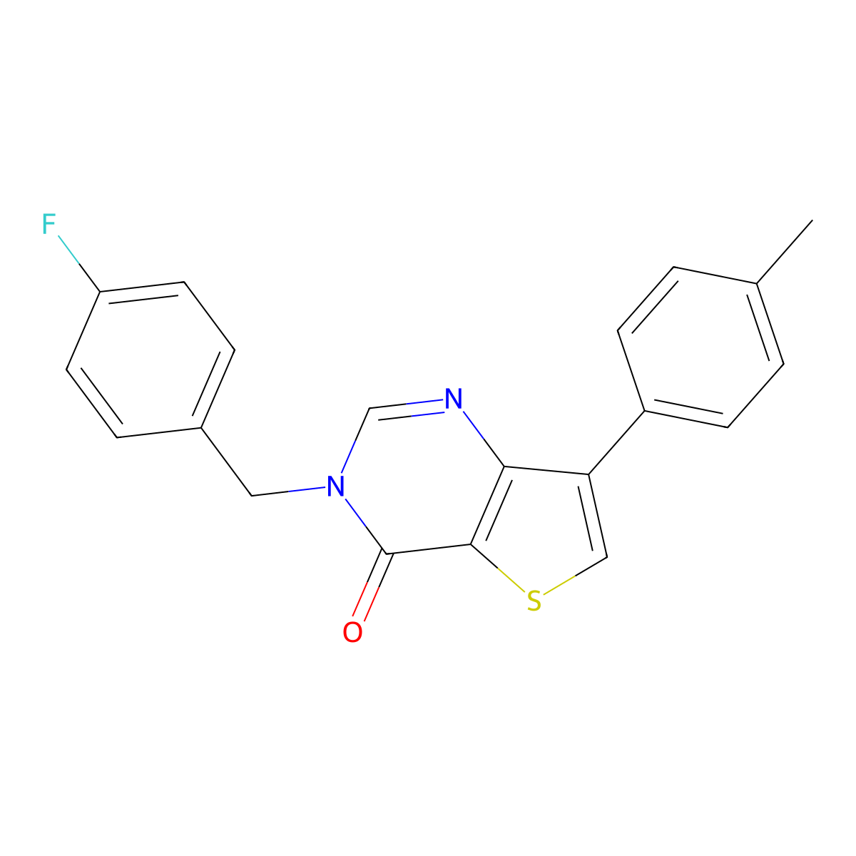 3-(4-fluorobenzyl)-7-(4-methylphenyl)thieno[3,2-d]pyrimidin-4(3H)-one molecular structure, CAS 1207051-44-2