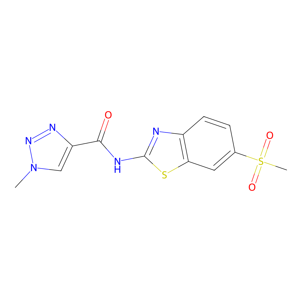 1-methyl-N-(6-(methylsulfonyl)benzo[d]thiazol-2-yl)-1H-1,2,3-triazole-4-carboxamide molecular structure, CAS 1207051-47-5