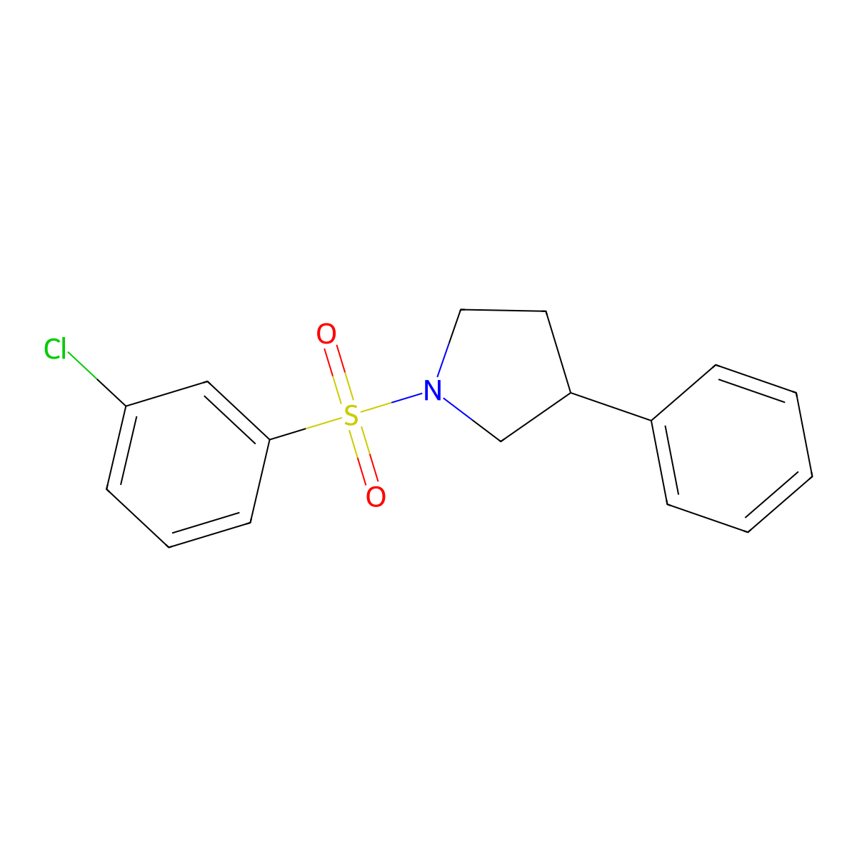 1-((3-Chlorophenyl)sulfonyl)-3-phenylpyrrolidine molecular structure, CAS 1207051-51-1