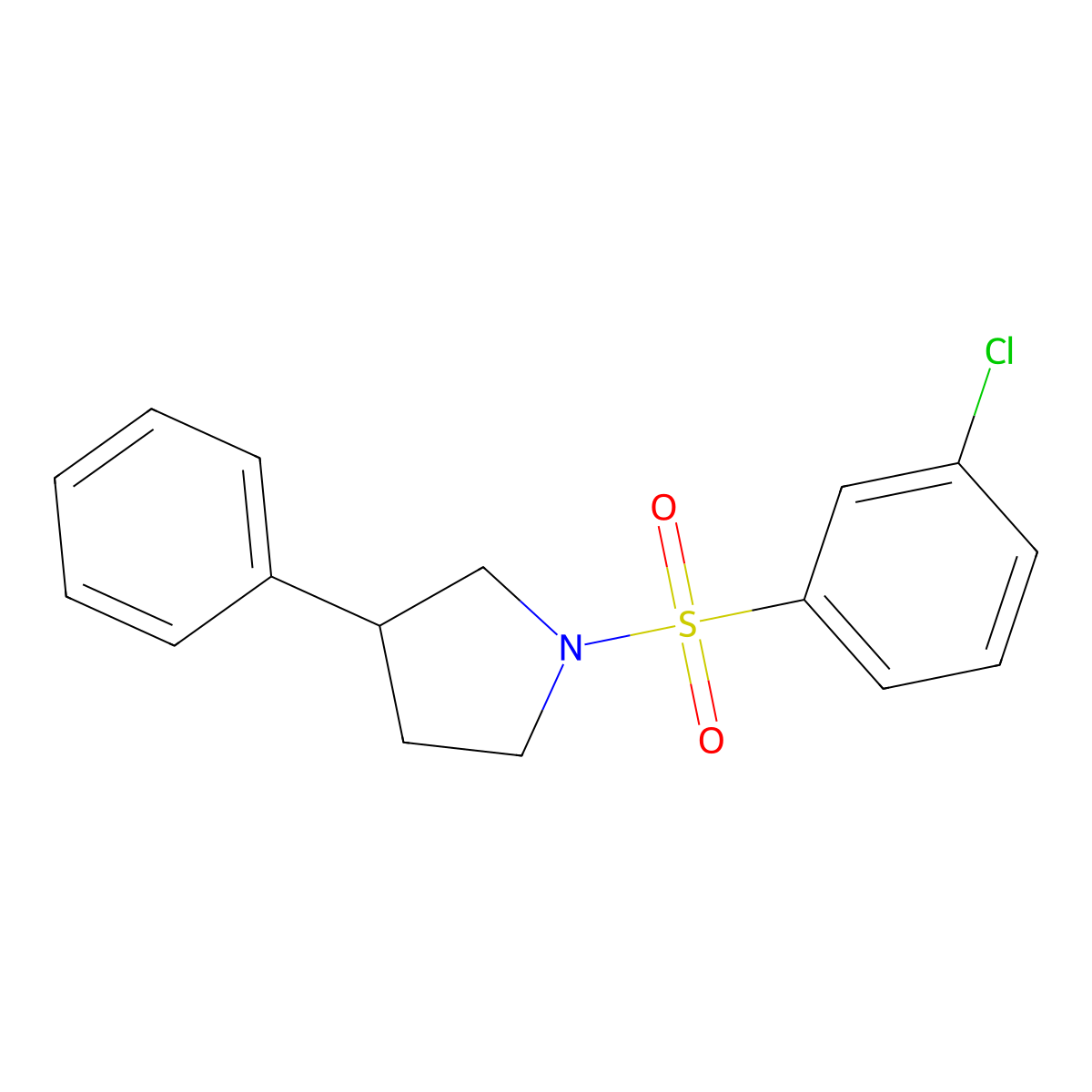 1-((3-Chlorophenyl)sulfonyl)-3-phenylpyrrolidine molecular structure, CAS 1207051-51-1