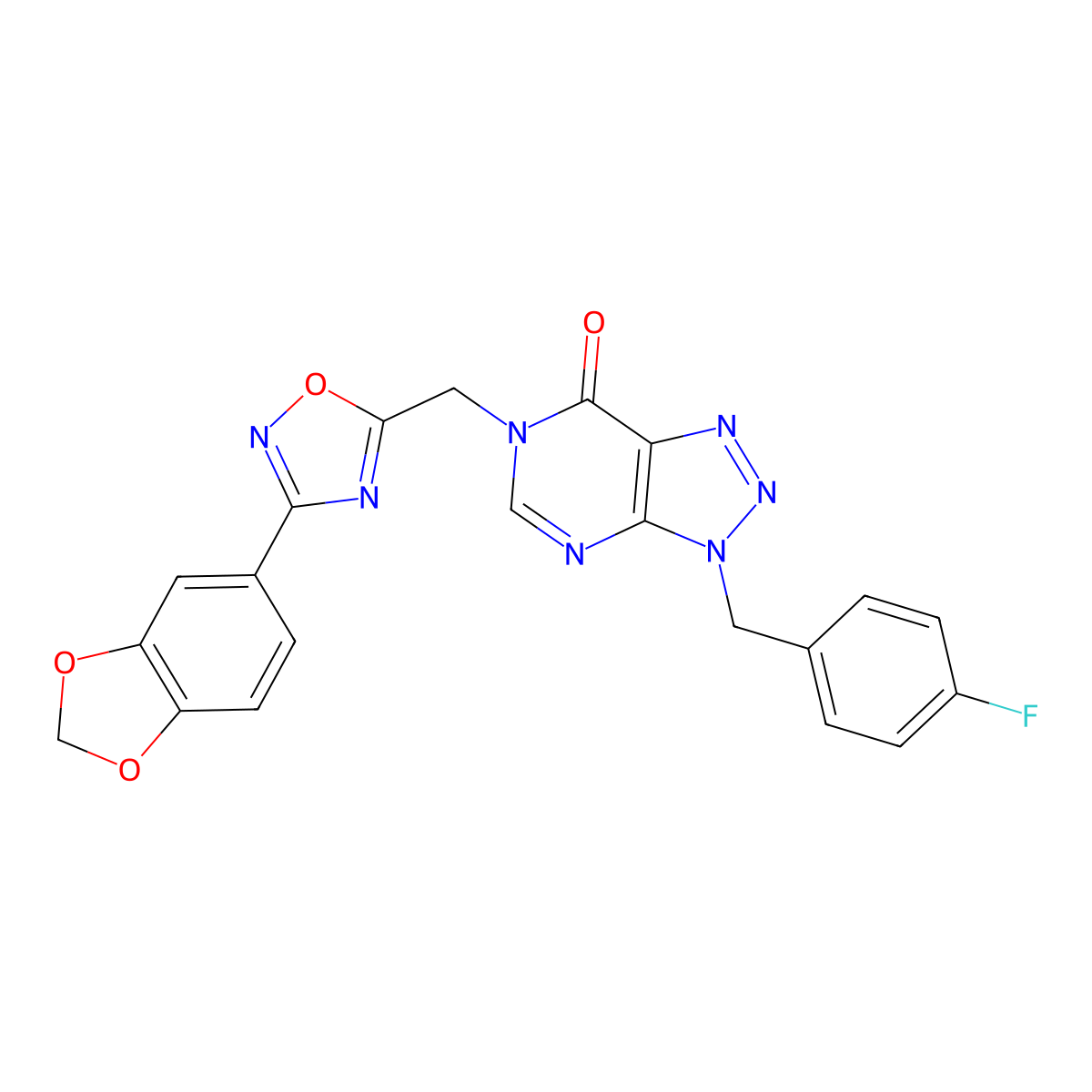 6-((3-(benzo[d][1,3]dioxol-5-yl)-1,2,4-oxadiazol-5-yl)methyl)-3-(4-fluorobenzyl)-3H-[1,2,3]triazolo[4,5-d]pyrimidin-7(6H)-one molecular structure, CAS 1207051-52-2