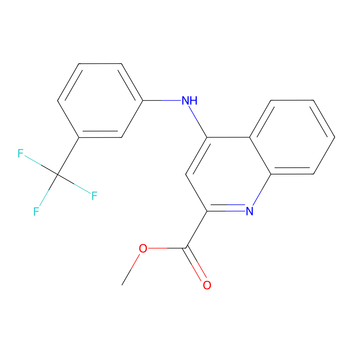 Methyl 4-{[3-(trifluoromethyl)phenyl]amino}quinoline-2-carboxylate molecular structure, CAS 1207051-55-5