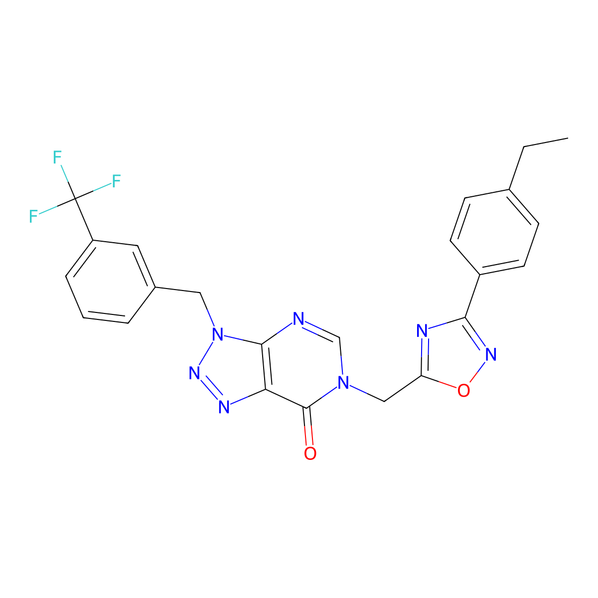 6-((3-(4-ethylphenyl)-1,2,4-oxadiazol-5-yl)methyl)-3-(3-(trifluoromethyl)benzyl)-3H-[1,2,3]triazolo[4,5-d]pyrimidin-7(6H)-one molecular structure, CAS 1207051-57-7
