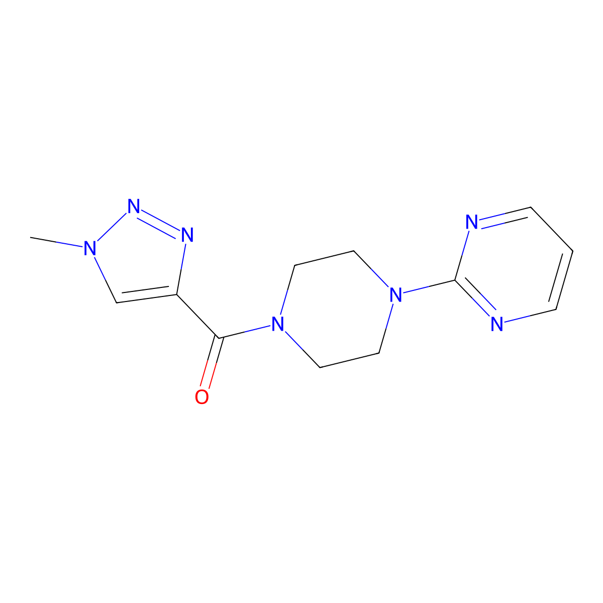 (1-methyl-1H-1,2,3-triazol-4-yl)(4-(pyrimidin-2-yl)piperazin-1-yl)methanone molecular structure, CAS 1207051-59-9
