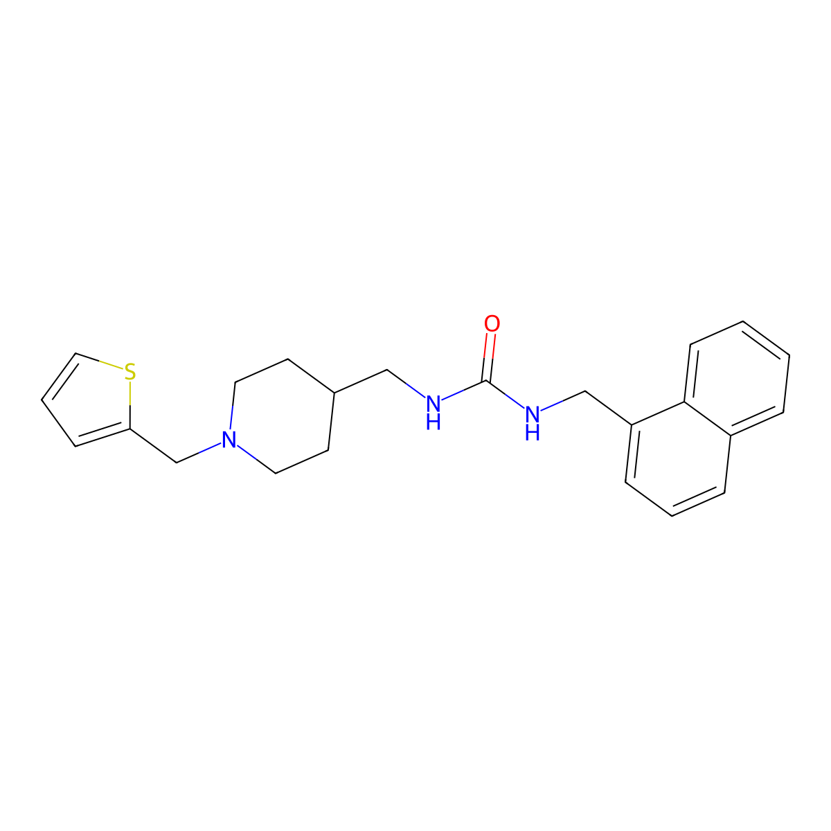 1-(Naphthalen-1-ylmethyl)-3-((1-(thiophen-2-ylmethyl)piperidin-4-yl)methyl)urea molecular structure, CAS 1207051-61-3