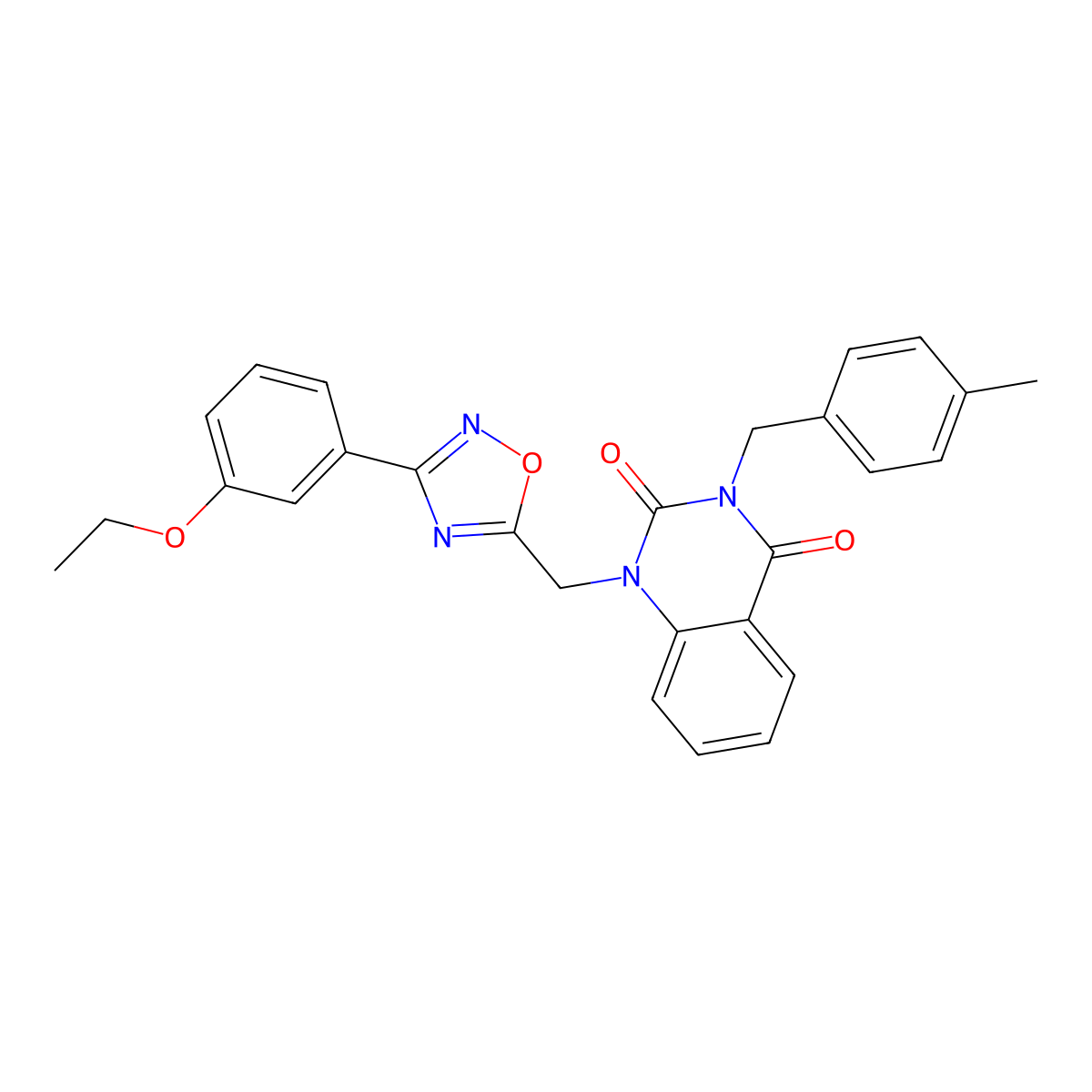 1-((3-(3-ethoxyphenyl)-1,2,4-oxadiazol-5-yl)methyl)-3-(4-methylbenzyl)quinazoline-2,4(1H,3H)-dione molecular structure, CAS 1207051-64-6