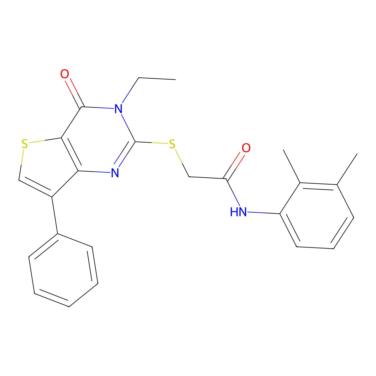 N-(2,3-dimethylphenyl)-2-[(3-ethyl-4-oxo-7-phenyl-3,4-dihydrothieno[3,2-d]pyrimidin-2-yl)thio]acetamide molecular structure, CAS 1207051-73-7