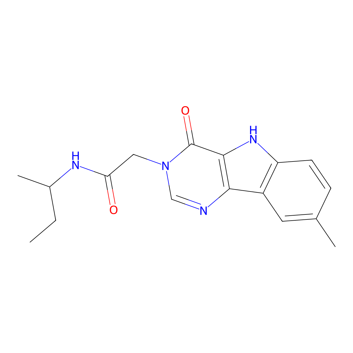 N-(sec-butyl)-2-(8-methyl-4-oxo-4,5-dihydro-3H-pyrimido[5,4-b]indol-3-yl)acetamide molecular structure, CAS 1207051-74-8