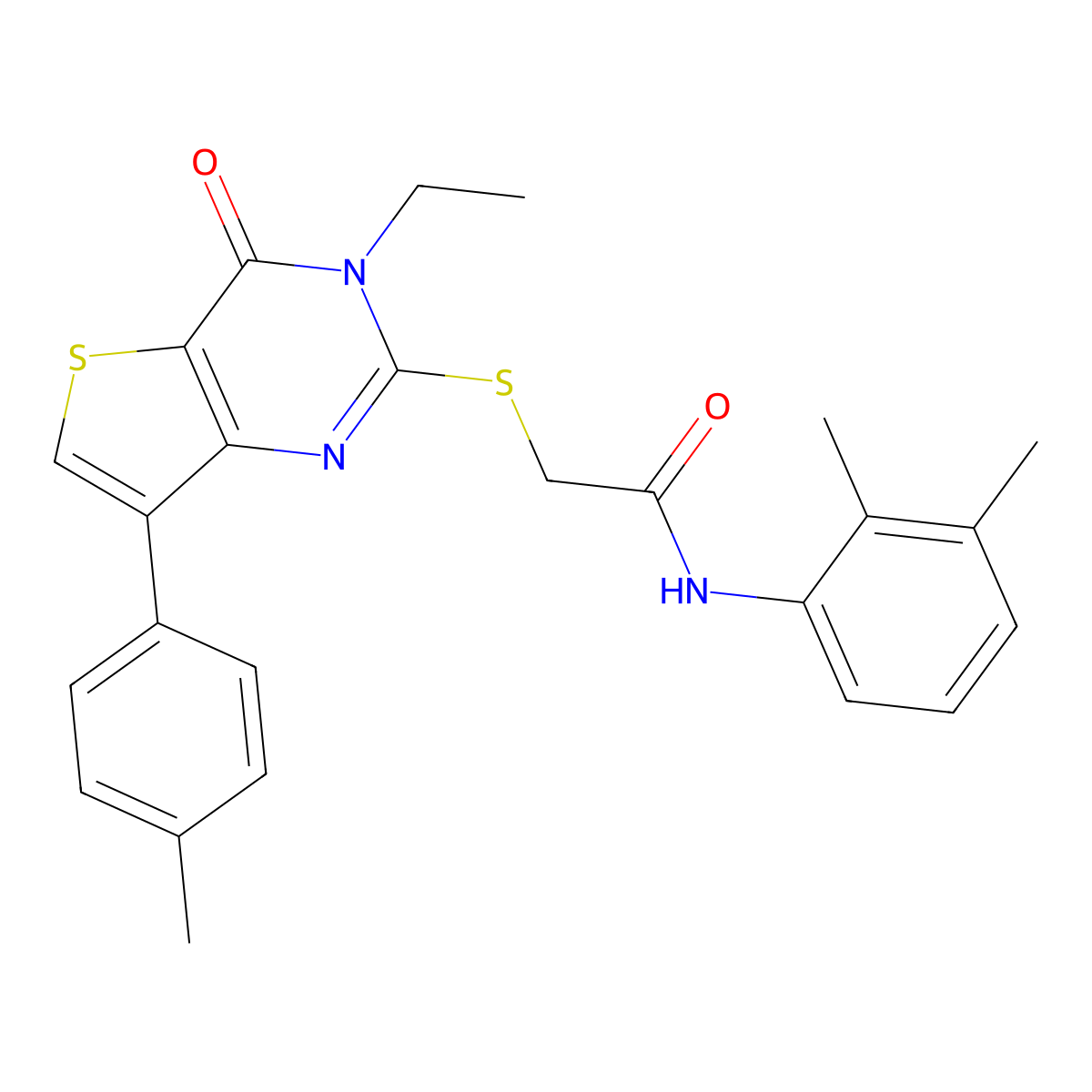 N-(2,3-dimethylphenyl)-2-{[3-ethyl-7-(4-methylphenyl)-4-oxo-3,4-dihydrothieno[3,2-d]pyrimidin-2-yl]sulfanyl}acetamide molecular structure, CAS 1207051-82-8