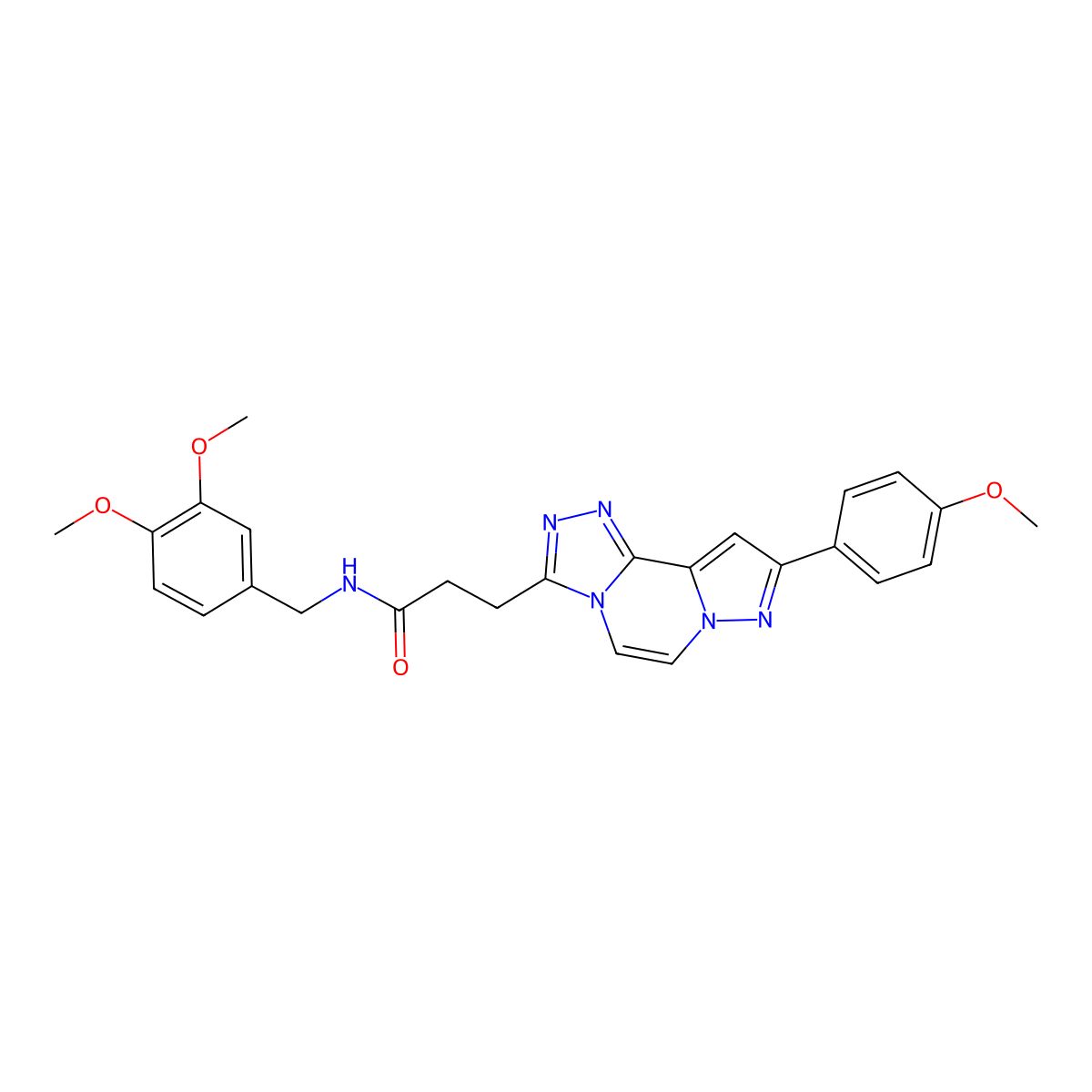 N-[(3,4-dimethoxyphenyl)methyl]-3-[11-(4-methoxyphenyl)-3,4,6,9,10-pentazatricyclo[7.3.0.02,6]dodeca-1(12),2,4,7,10-pentaen-5-yl]propanamide molecular structure, CAS 1207051-83-9
