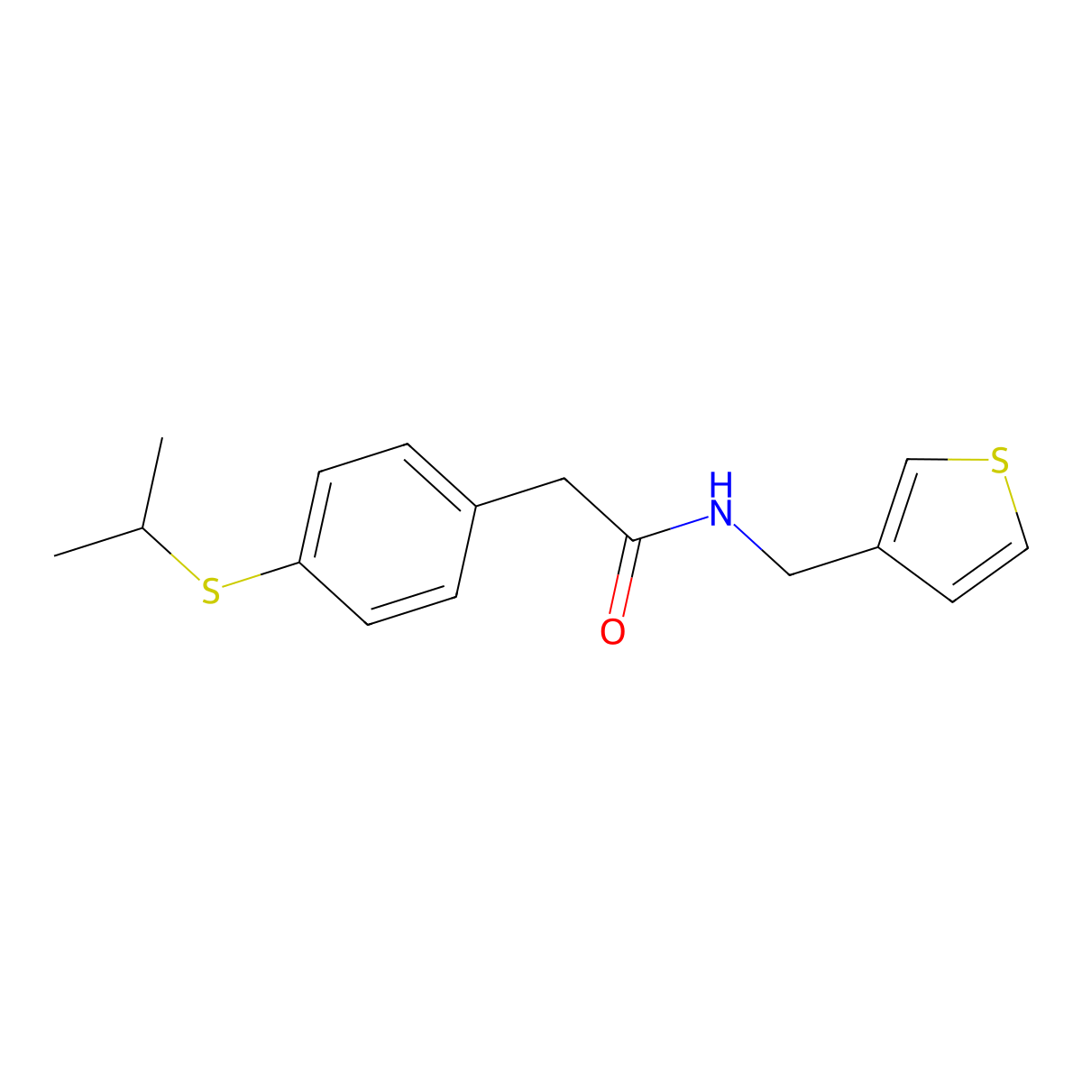 2-(4-(isopropylthio)phenyl)-N-(thiophen-3-ylmethyl)acetamide molecular structure, CAS 1207051-88-4