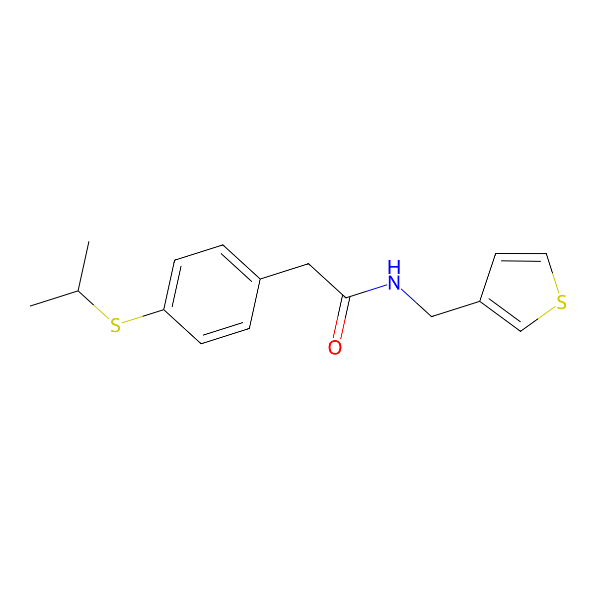 2-(4-(isopropylthio)phenyl)-N-(thiophen-3-ylmethyl)acetamide molecular structure, CAS 1207051-88-4