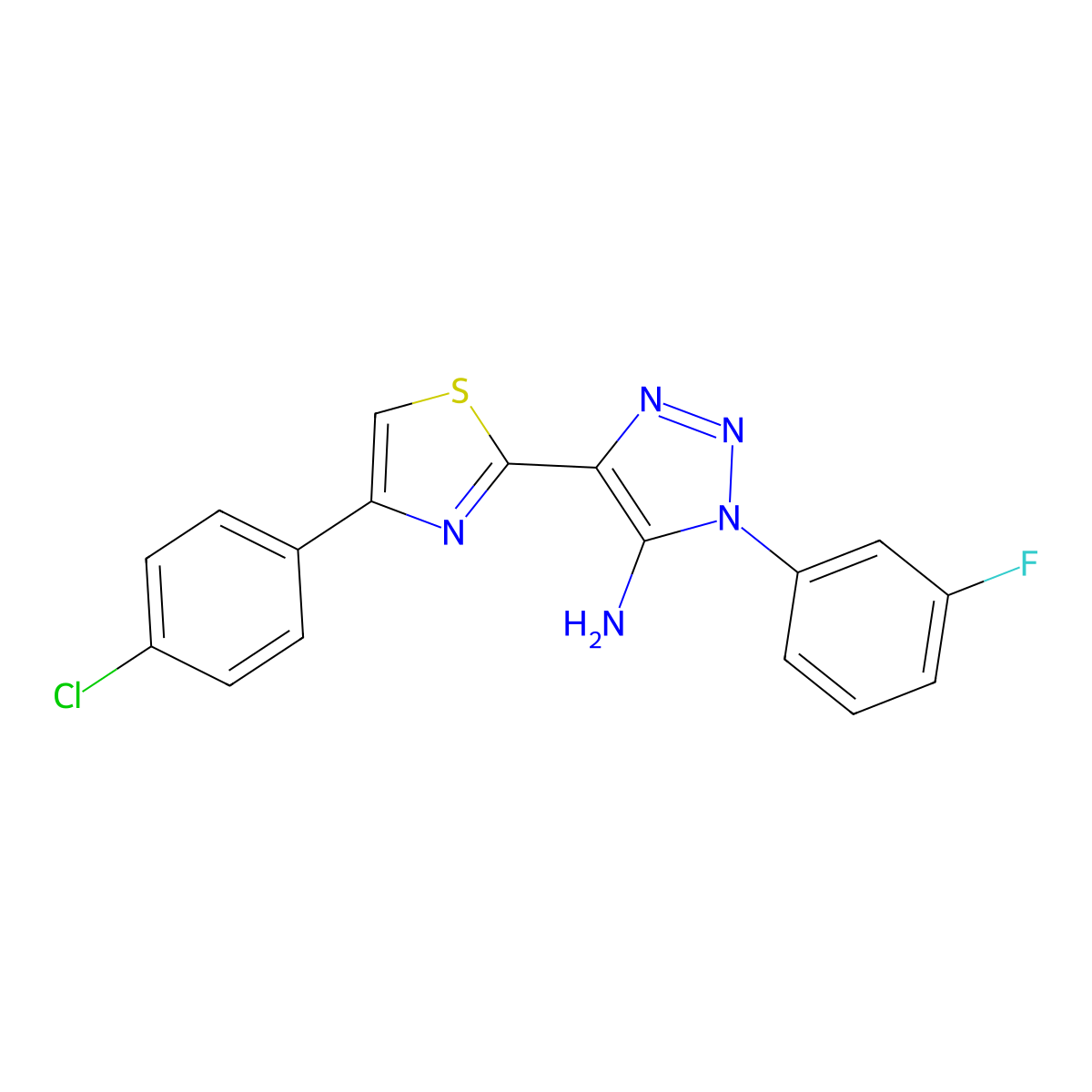 4-[4-(4-chlorophenyl)-1,3-thiazol-2-yl]-1-(3-fluorophenyl)-1H-1,2,3-triazol-5-amine molecular structure, CAS 1207051-89-5
