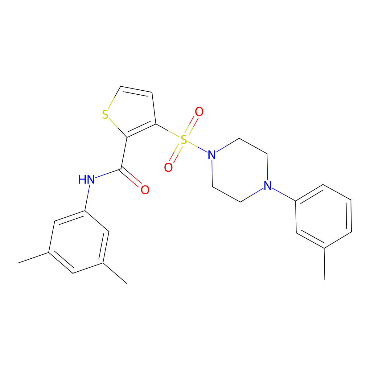 N-(3,5-dimethylphenyl)-3-{[4-(3-methylphenyl)piperazin-1-yl]sulfonyl}thiophene-2-carboxamide molecular structure, CAS 1207051-90-8