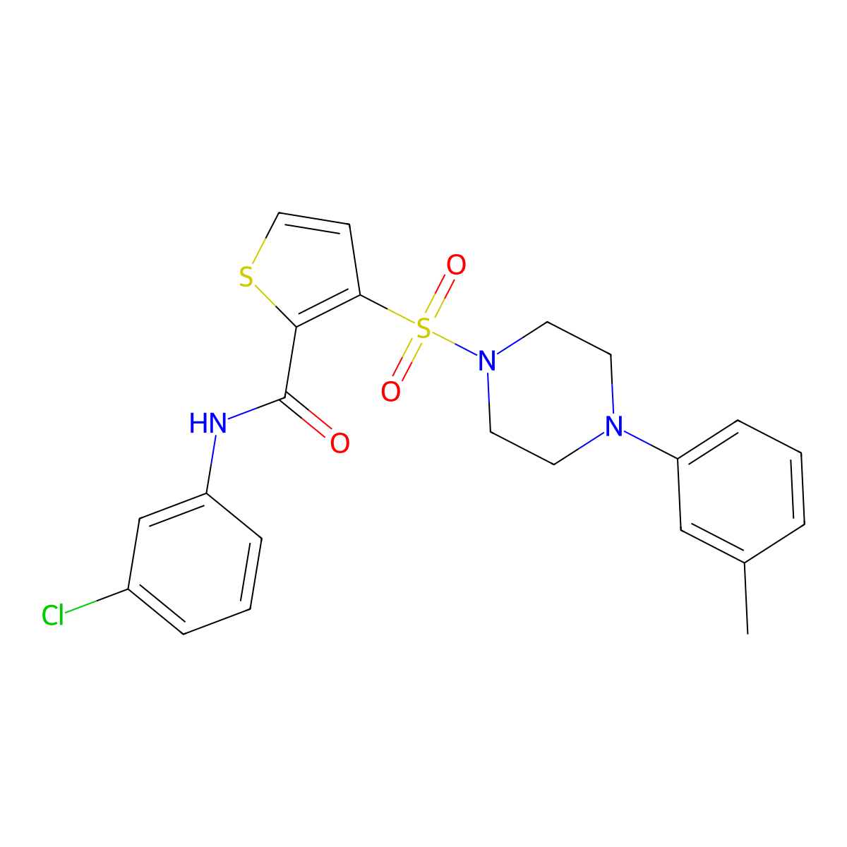 N-(3-chlorophenyl)-3-{[4-(3-methylphenyl)piperazin-1-yl]sulfonyl}thiophene-2-carboxamide molecular structure, CAS 1207051-94-2