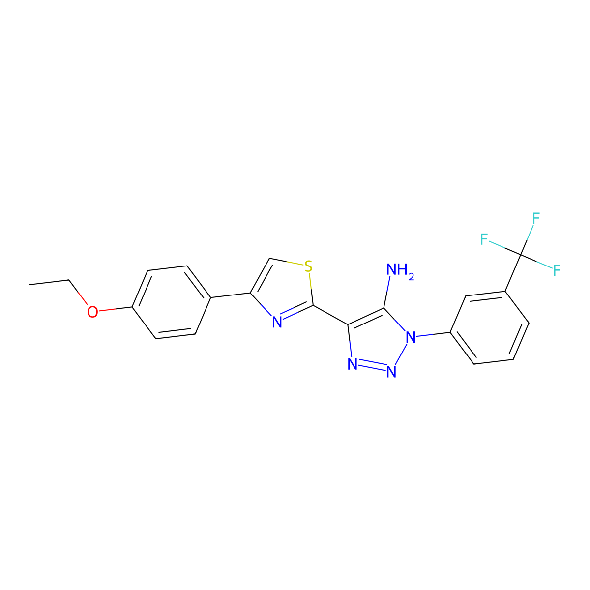 4-[4-(4-ethoxyphenyl)-1,3-thiazol-2-yl]-1-[3-(trifluoromethyl)phenyl]-1H-1,2,3-triazol-5-amine molecular structure, CAS 1207051-95-3