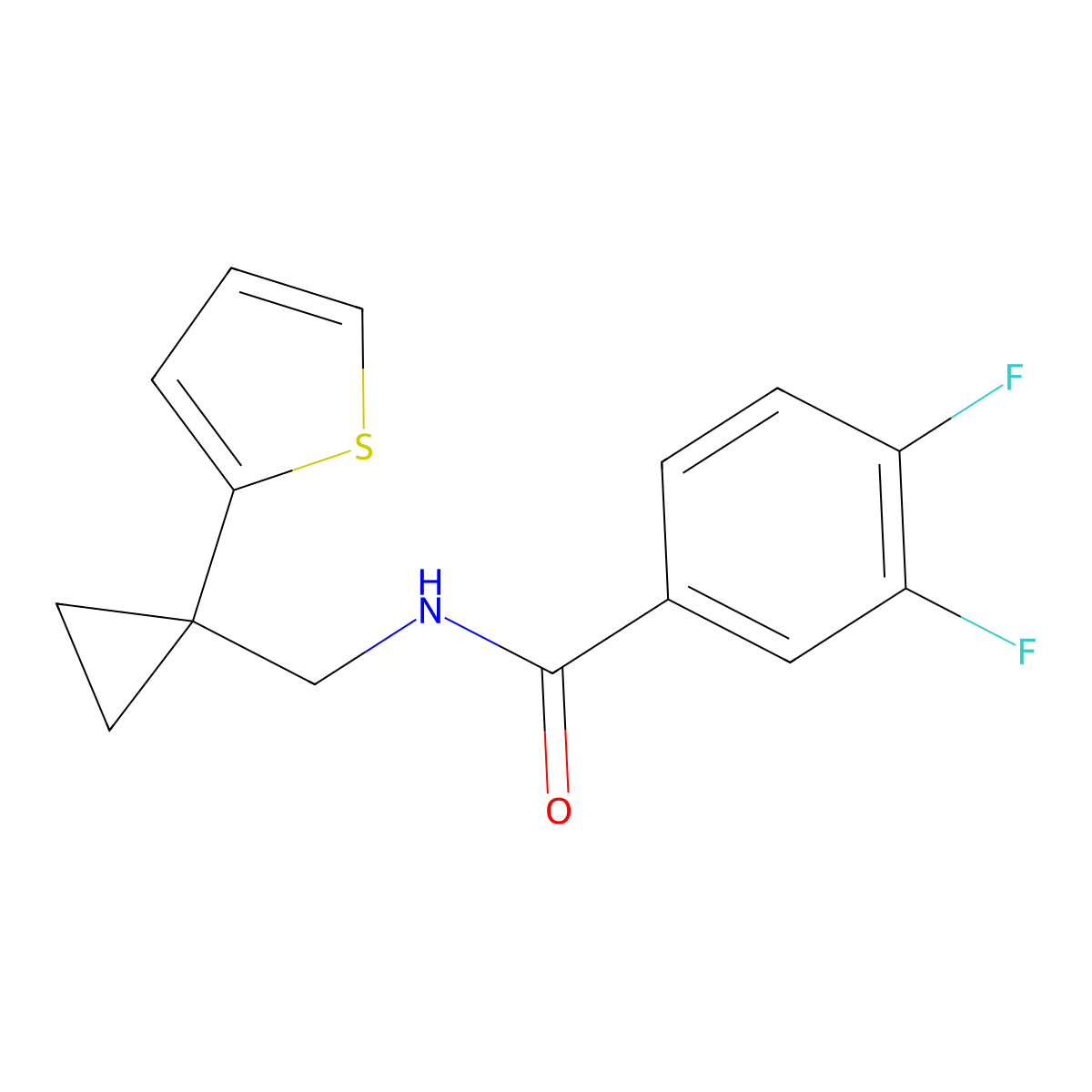 3,4-difluoro-N-{[1-(thiophen-2-yl)cyclopropyl]methyl}benzamide molecular structure, CAS 1207052-03-6
