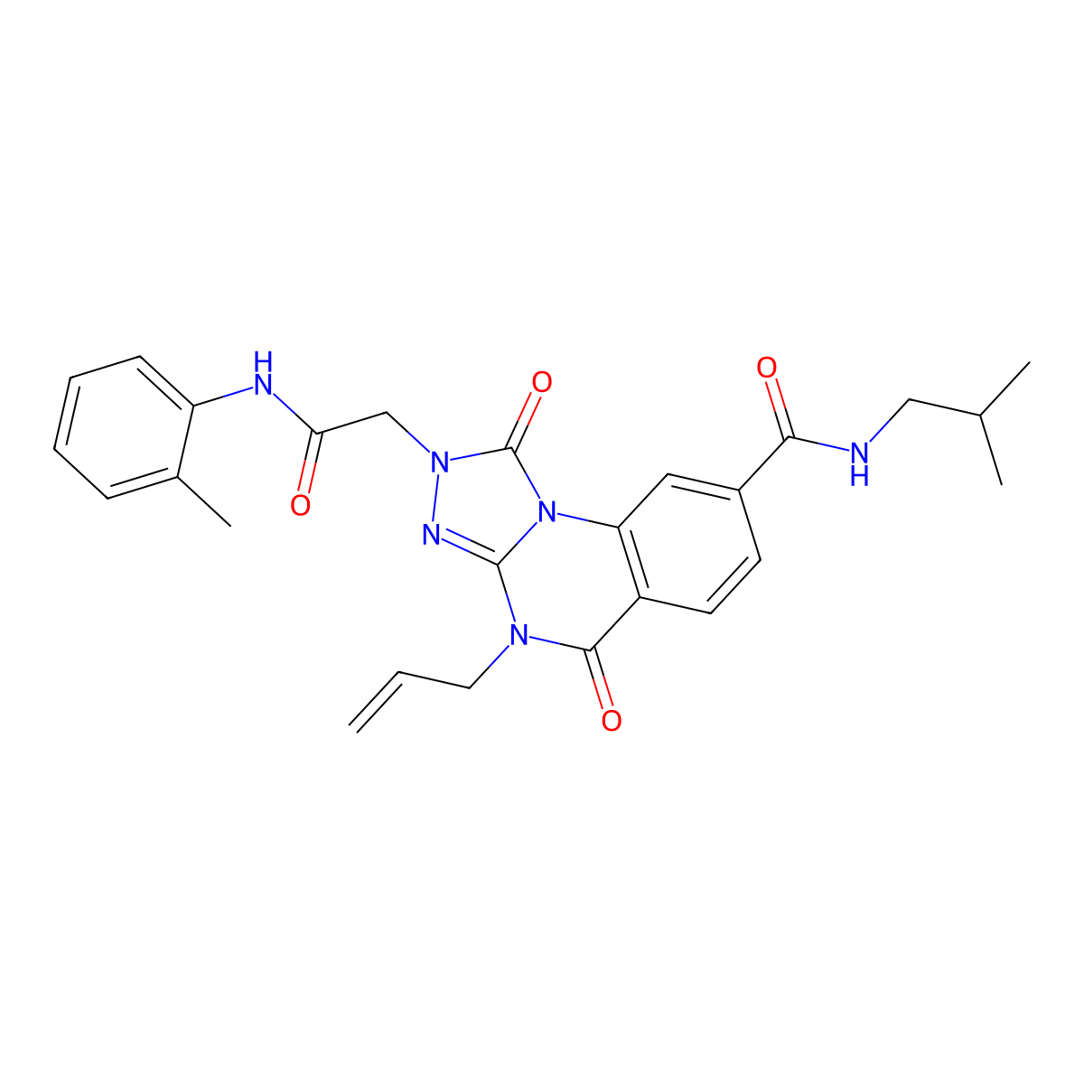 4-allyl-N-isobutyl-1,5-dioxo-2-(2-oxo-2-(o-tolylamino)ethyl)-1,2,4,5-tetrahydro-[1,2,4]triazolo[4,3-a]quinazoline-8-carboxamide molecular structure, CAS 1207052-07-0