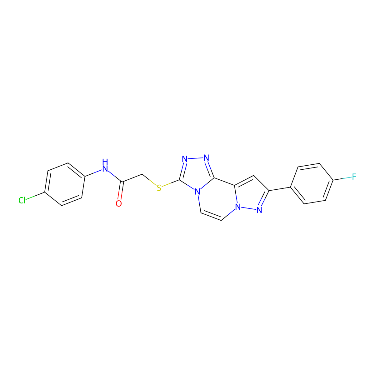 N-(4-chlorophenyl)-2-((9-(4-fluorophenyl)pyrazolo[1,5-a][1,2,4]triazolo[3,4-c]pyrazin-3-yl)thio)acetamide molecular structure, CAS 1207052-14-9
