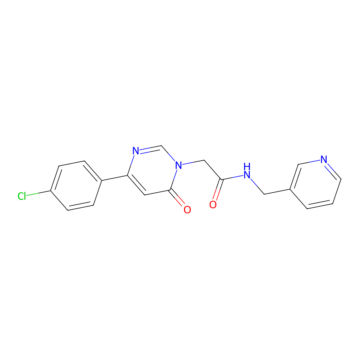 2-(4-(4-chlorophenyl)-6-oxopyrimidin-1(6H)-yl)-N-(pyridin-3-ylmethyl)acetamide molecular structure, CAS 1207052-24-1