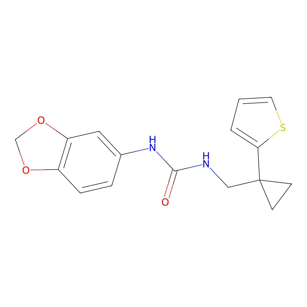 1-(2H-1,3-benzodioxol-5-yl)-3-{[1-(thiophen-2-yl)cyclopropyl]methyl}urea molecular structure, CAS 1207052-25-2