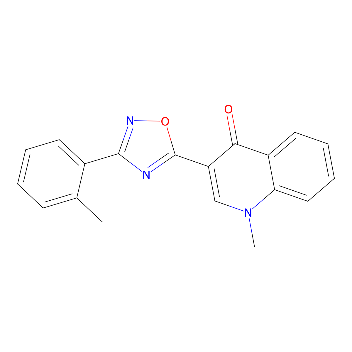 1-methyl-3-(3-(o-tolyl)-1,2,4-oxadiazol-5-yl)quinolin-4(1H)-one molecular structure, CAS 1207052-28-5