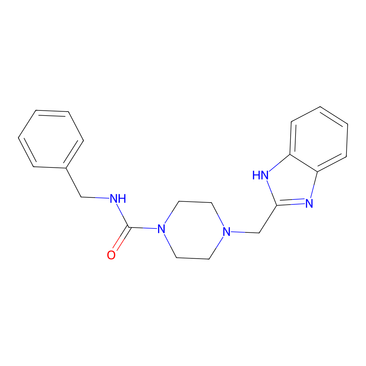 4-((1H-benzo[d]imidazol-2-yl)methyl)-N-benzylpiperazine-1-carboxamide molecular structure, CAS 1207052-40-1