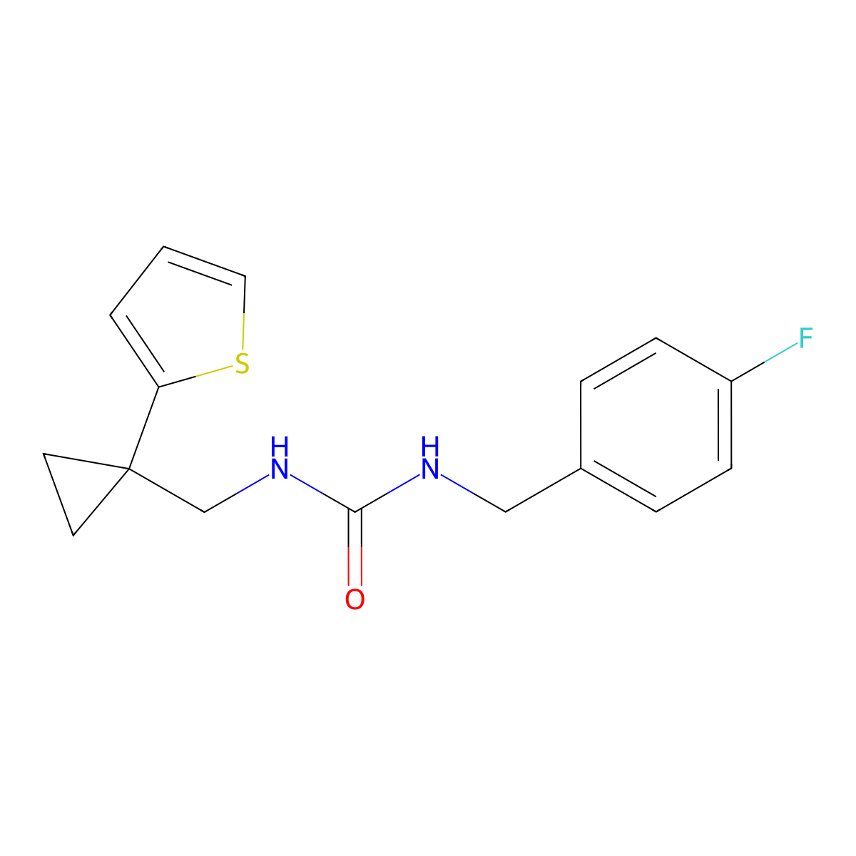 1-(4-Fluorobenzyl)-3-((1-(thiophen-2-yl)cyclopropyl)methyl)urea molecular structure, CAS 1207052-42-3