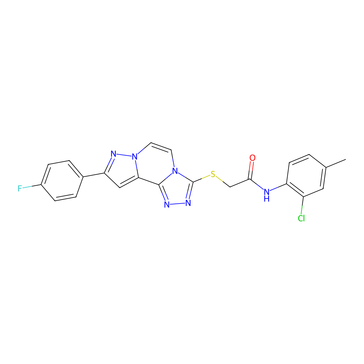 N-(2-chloro-4-methylphenyl)-2-((9-(4-fluorophenyl)pyrazolo[1,5-a][1,2,4]triazolo[3,4-c]pyrazin-3-yl)thio)acetamide molecular structure, CAS 1207052-43-4