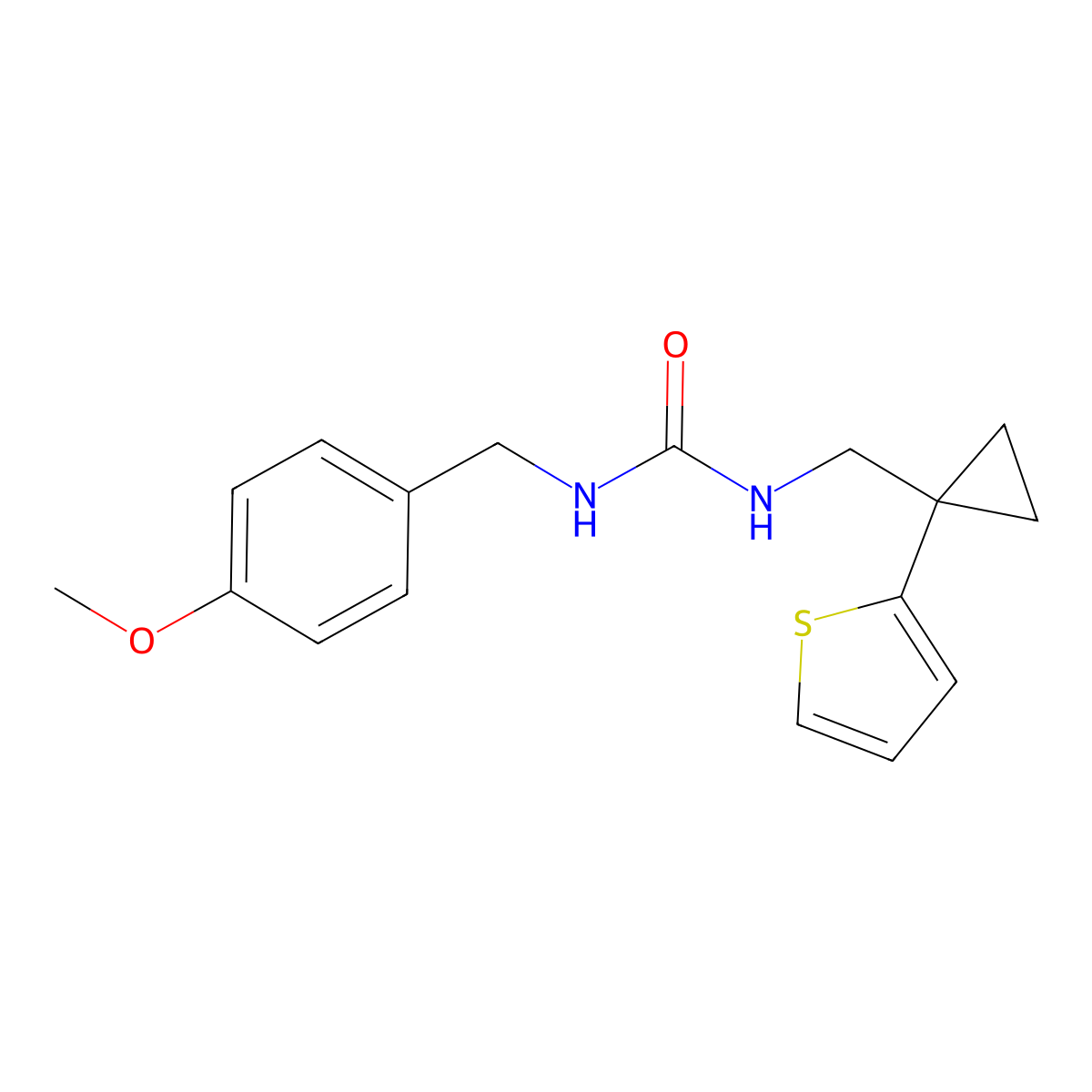 1-(4-Methoxybenzyl)-3-((1-(thiophen-2-yl)cyclopropyl)methyl)urea molecular structure, CAS 1207052-46-7