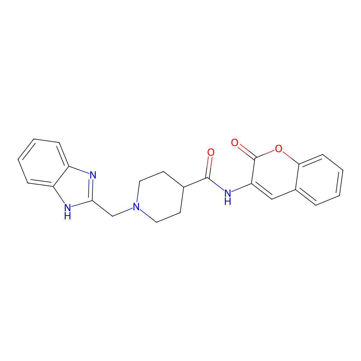 1-((1H-benzo[d]imidazol-2-yl)methyl)-N-(2-oxo-2H-chromen-3-yl)piperidine-4-carboxamide molecular structure, CAS 1207052-47-8