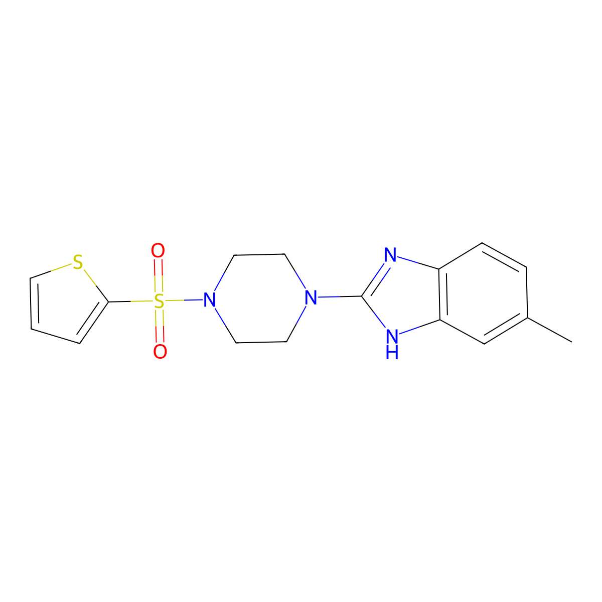 5-methyl-2-(4-(thiophen-2-ylsulfonyl)piperazin-1-yl)-1H-benzo[d]imidazole molecular structure, CAS 1207052-65-0