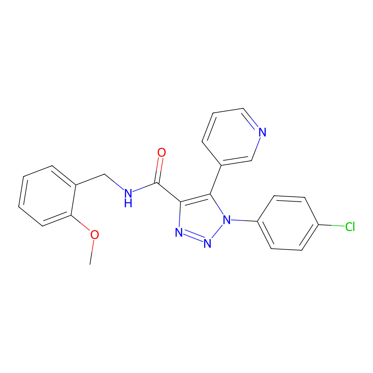 1-(4-chlorophenyl)-N-(2-methoxybenzyl)-5-(pyridin-3-yl)-1H-1,2,3-triazole-4-carboxamide molecular structure, CAS 1207052-68-3