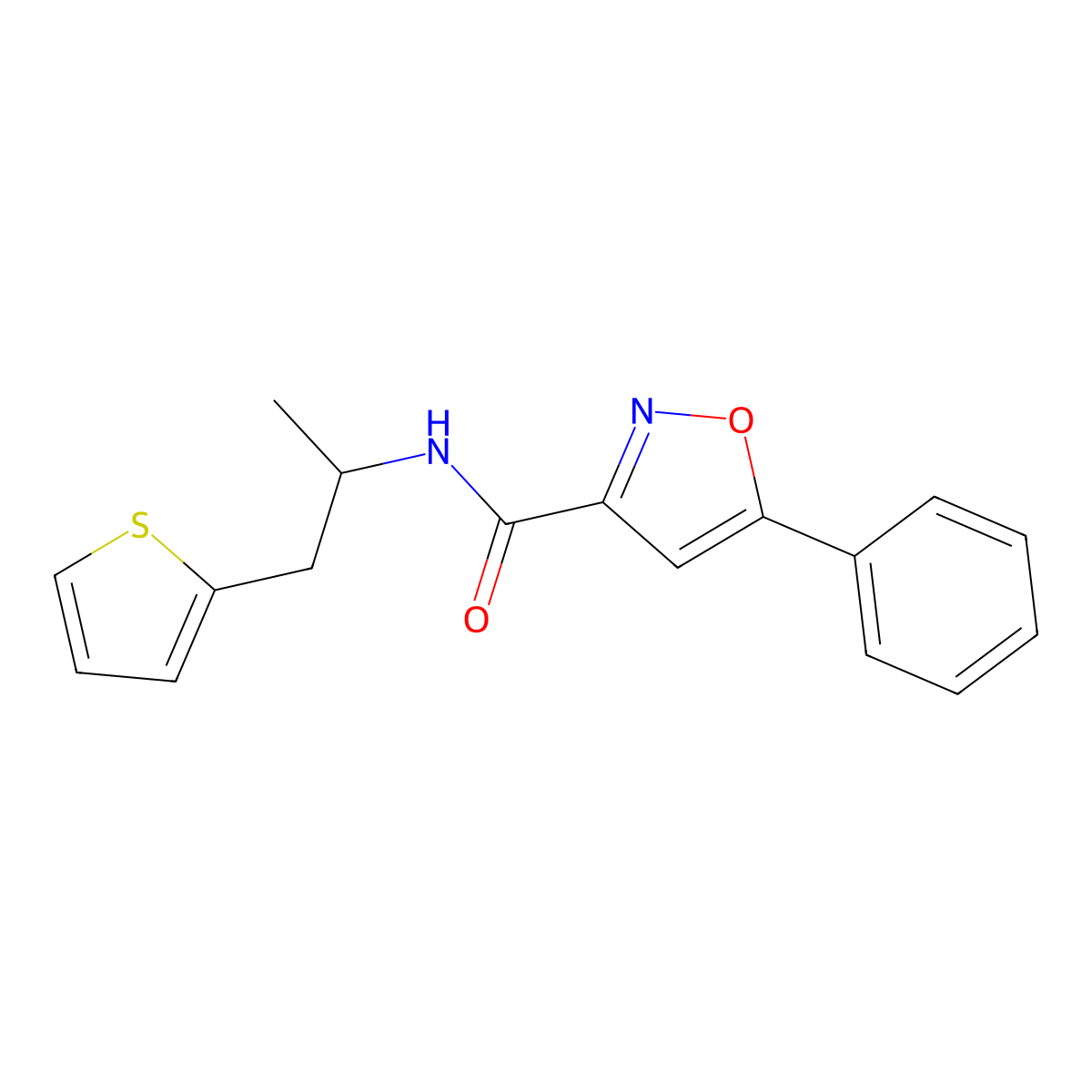 5-phenyl-N-(1-(thiophen-2-yl)propan-2-yl)isoxazole-3-carboxamide molecular structure, CAS 1207052-69-4