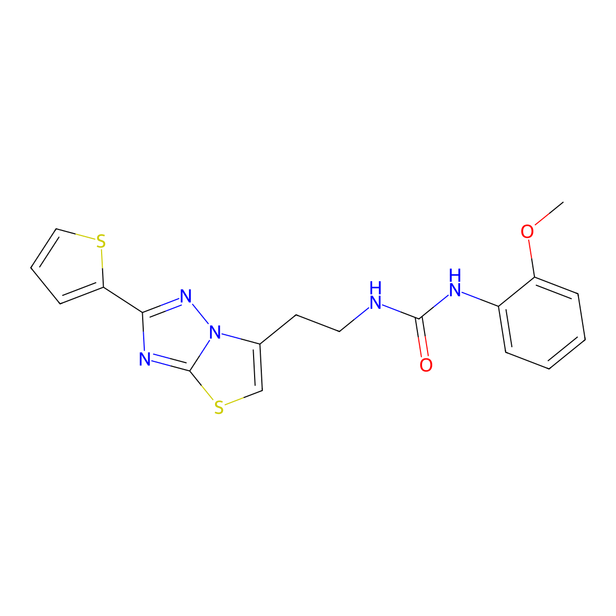 1-(2-Methoxyphenyl)-3-{2-[2-(thiophen-2-yl)-[1,2,4]triazolo[3,2-b][1,3]thiazol-6-yl]ethyl}urea molecular structure, CAS 1207052-73-0