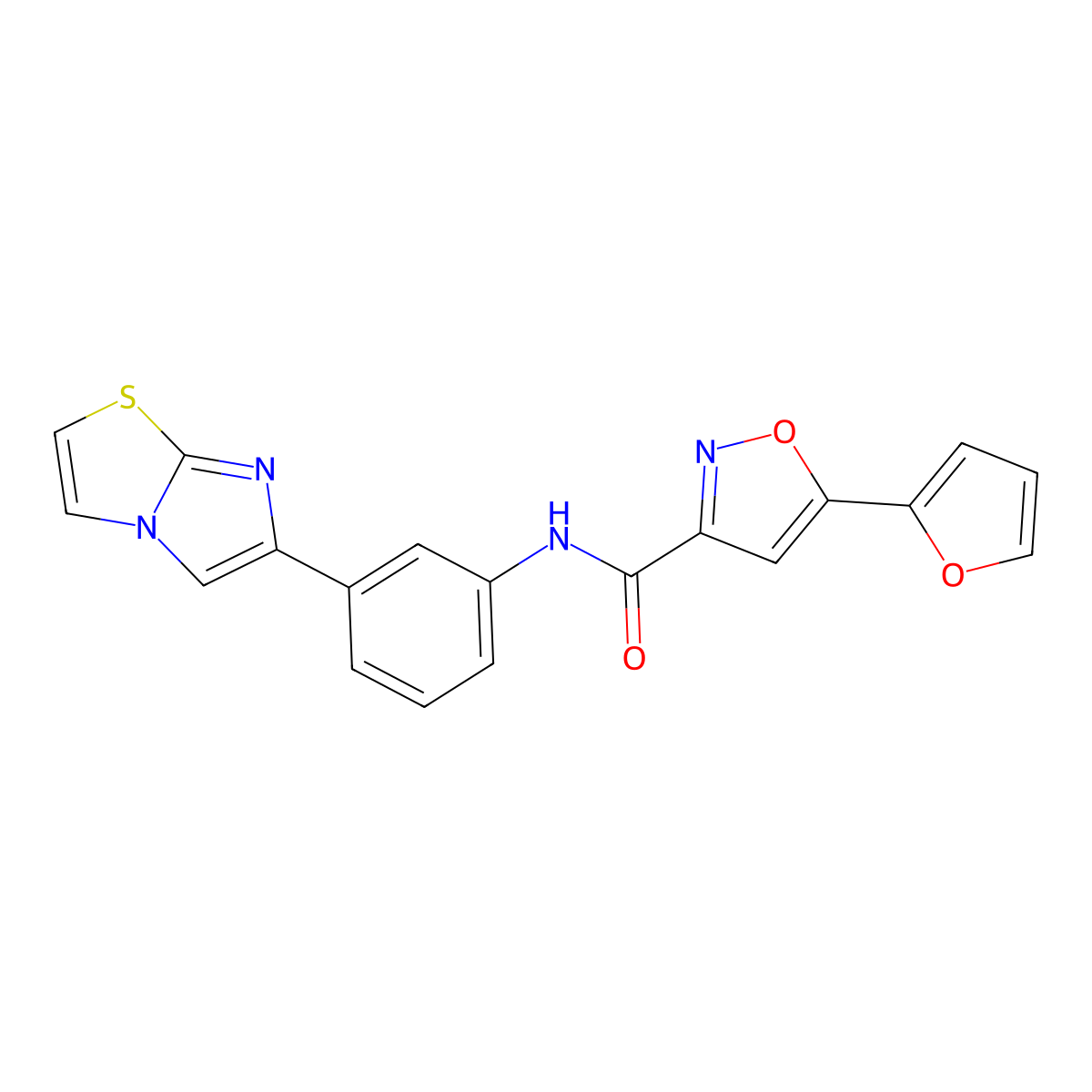 5-(furan-2-yl)-N-(3-(imidazo[2,1-b]thiazol-6-yl)phenyl)isoxazole-3-carboxamide molecular structure, CAS 1207052-90-1