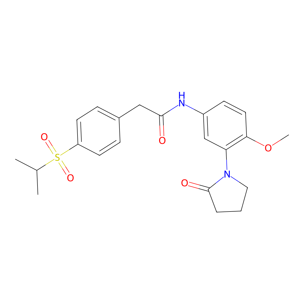 2-(4-(isopropylsulfonyl)phenyl)-N-(4-methoxy-3-(2-oxopyrrolidin-1-yl)phenyl)acetamide molecular structure, CAS 1207053-00-6