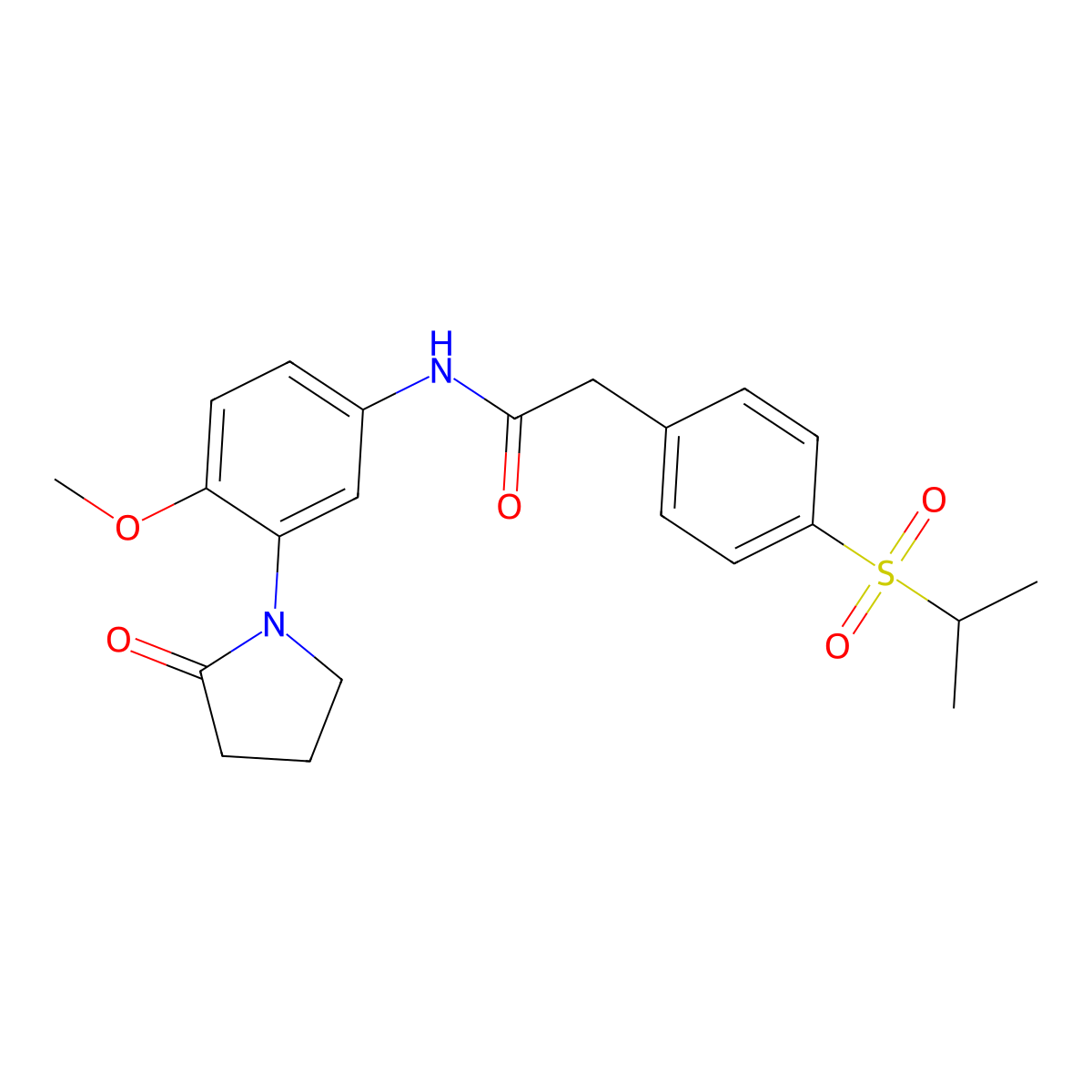 2-(4-(isopropylsulfonyl)phenyl)-N-(4-methoxy-3-(2-oxopyrrolidin-1-yl)phenyl)acetamide molecular structure, CAS 1207053-00-6