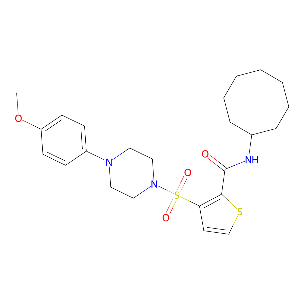 N-cyclooctyl-3-{[4-(4-methoxyphenyl)piperazin-1-yl]sulfonyl}thiophene-2-carboxamide molecular structure, CAS 1207053-01-7