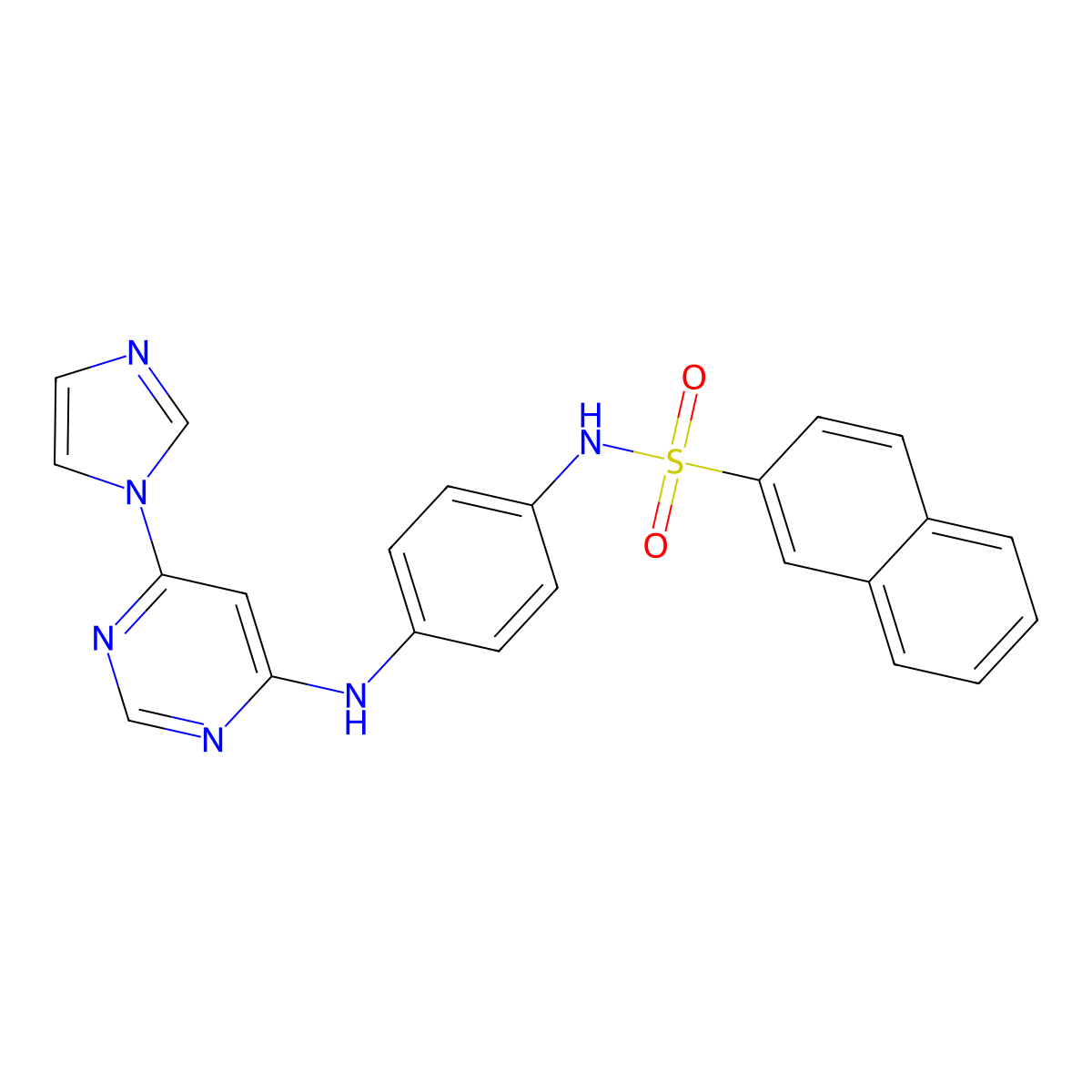 N-(4-{[6-(1H-imidazol-1-yl)pyrimidin-4-yl]amino}phenyl)naphthalene-2-sulfonamide molecular structure, CAS 1207053-03-9