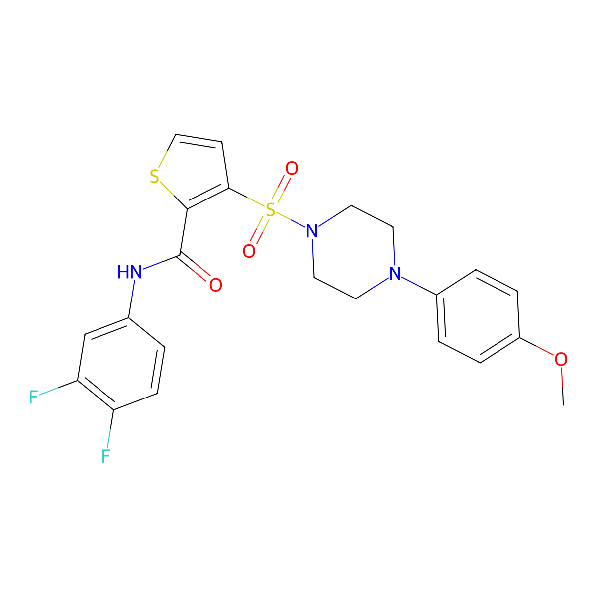 N-(3,4-difluorophenyl)-3-{[4-(4-methoxyphenyl)piperazin-1-yl]sulfonyl}thiophene-2-carboxamide molecular structure, CAS 1207053-08-4