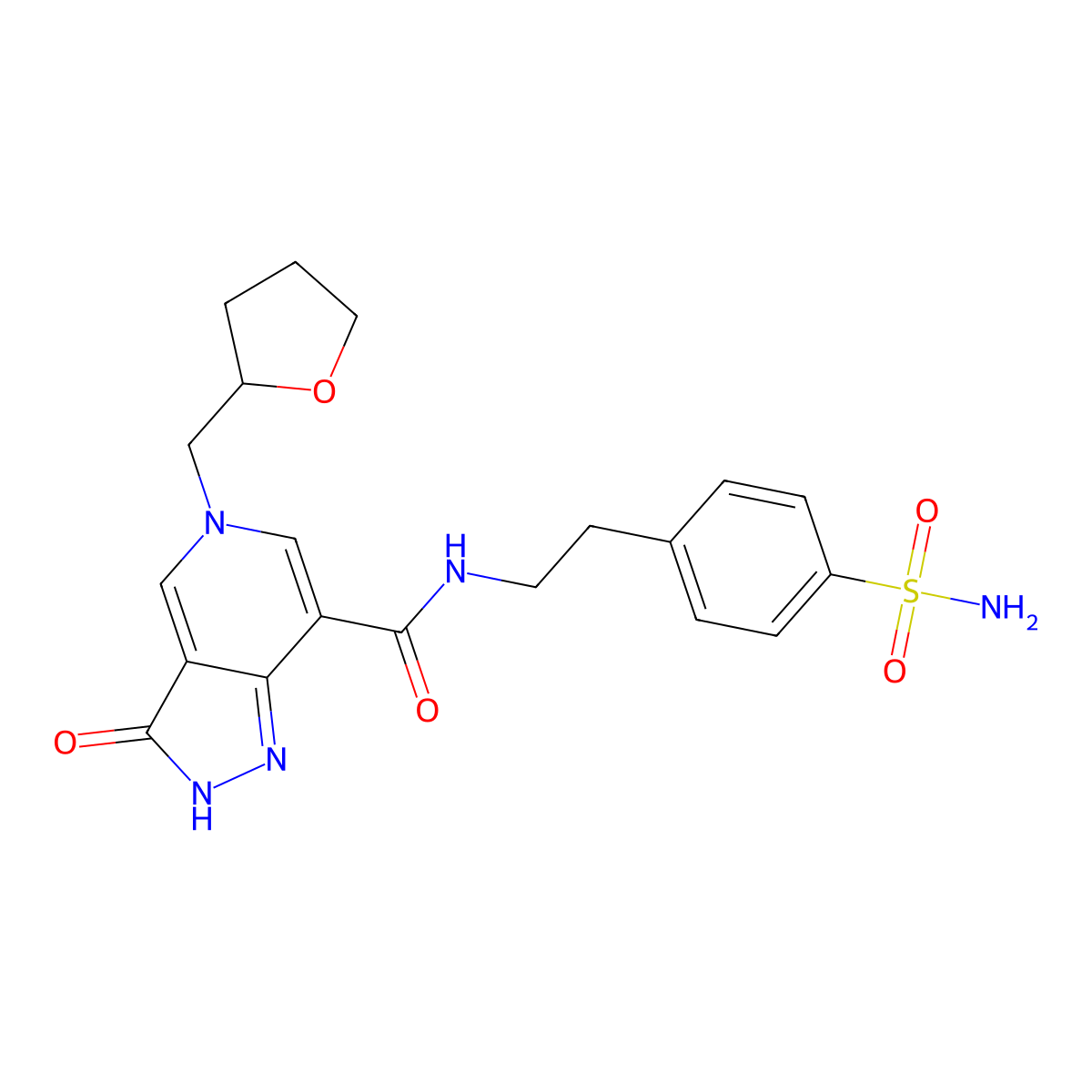 3-oxo-N-(4-sulfamoylphenethyl)-5-((tetrahydrofuran-2-yl)methyl)-3,5-dihydro-2H-pyrazolo[4,3-c]pyridine-7-carboxamide molecular structure, CAS 1207053-09-5