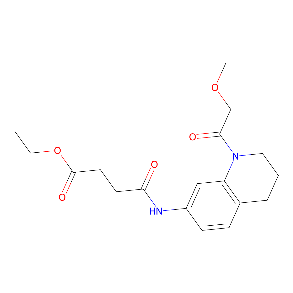 Ethyl 4-((1-(2-methoxyacetyl)-1,2,3,4-tetrahydroquinolin-7-yl)amino)-4-oxobutanoate molecular structure, CAS 1207053-14-2