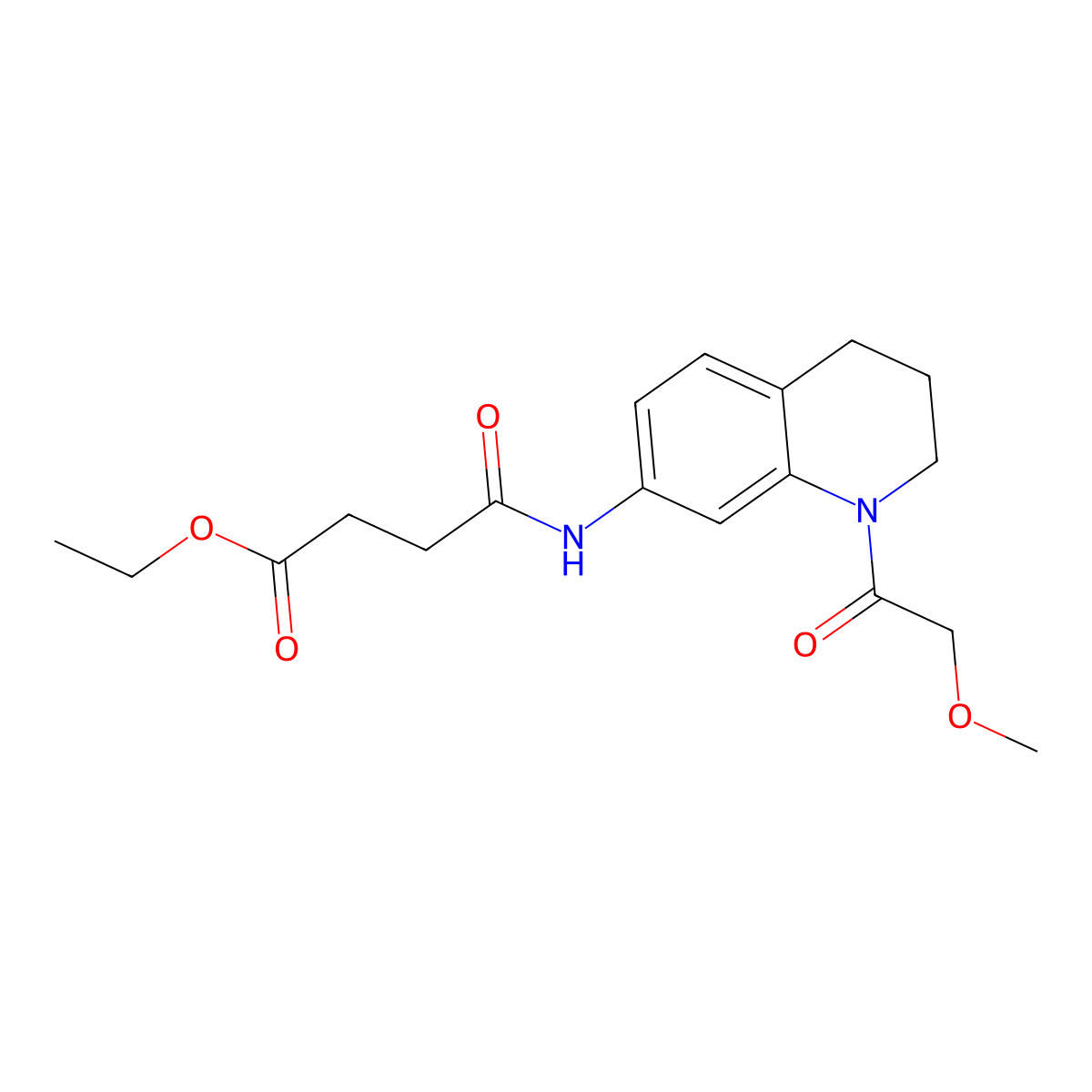 Ethyl 4-((1-(2-methoxyacetyl)-1,2,3,4-tetrahydroquinolin-7-yl)amino)-4-oxobutanoate molecular structure, CAS 1207053-14-2