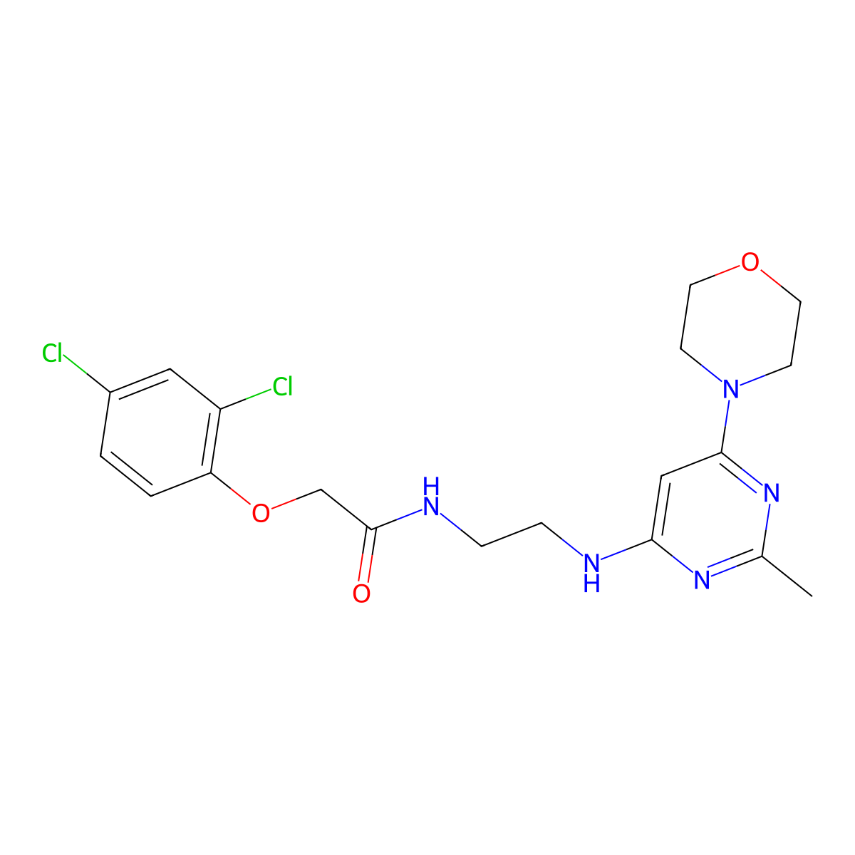 2-(2,4-dichlorophenoxy)-N-(2-((2-methyl-6-morpholinopyrimidin-4-yl)amino)ethyl)acetamide molecular structure, CAS 1207053-18-6