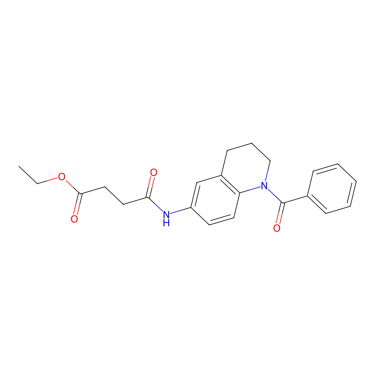 Ethyl 4-((1-benzoyl-1,2,3,4-tetrahydroquinolin-6-yl)amino)-4-oxobutanoate molecular structure, CAS 1207053-26-6