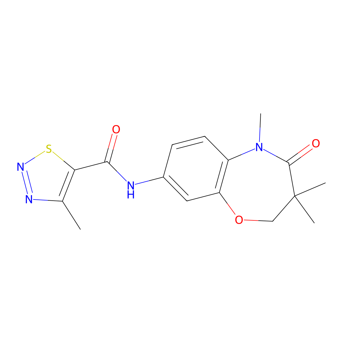 4-methyl-N-(3,3,5-trimethyl-4-oxo-2,3,4,5-tetrahydrobenzo[b][1,4]oxazepin-8-yl)-1,2,3-thiadiazole-5-carboxamide molecular structure, CAS 1207053-30-2