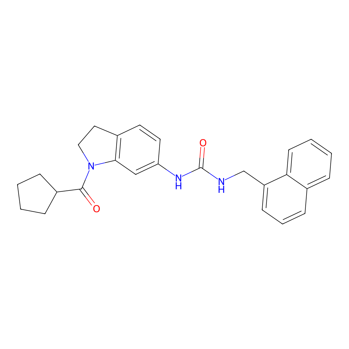 1-(1-(Cyclopentanecarbonyl)indolin-6-yl)-3-(naphthalen-1-ylmethyl)urea molecular structure, CAS 1207053-41-5
