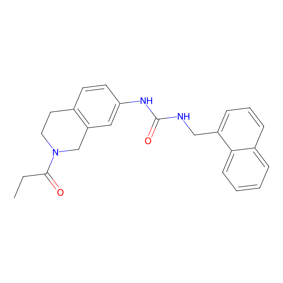 1-(Naphthalen-1-ylmethyl)-3-(2-propionyl-1,2,3,4-tetrahydroisoquinolin-7-yl)urea molecular structure, CAS 1207053-48-2
