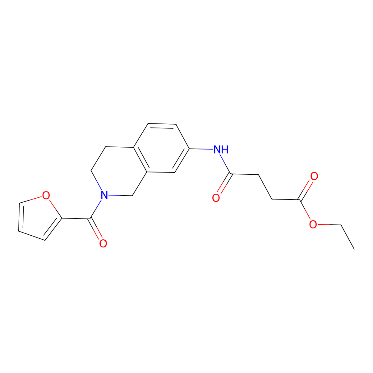 Ethyl 4-((2-(furan-2-carbonyl)-1,2,3,4-tetrahydroisoquinolin-7-yl)amino)-4-oxobutanoate molecular structure, CAS 1207053-52-8